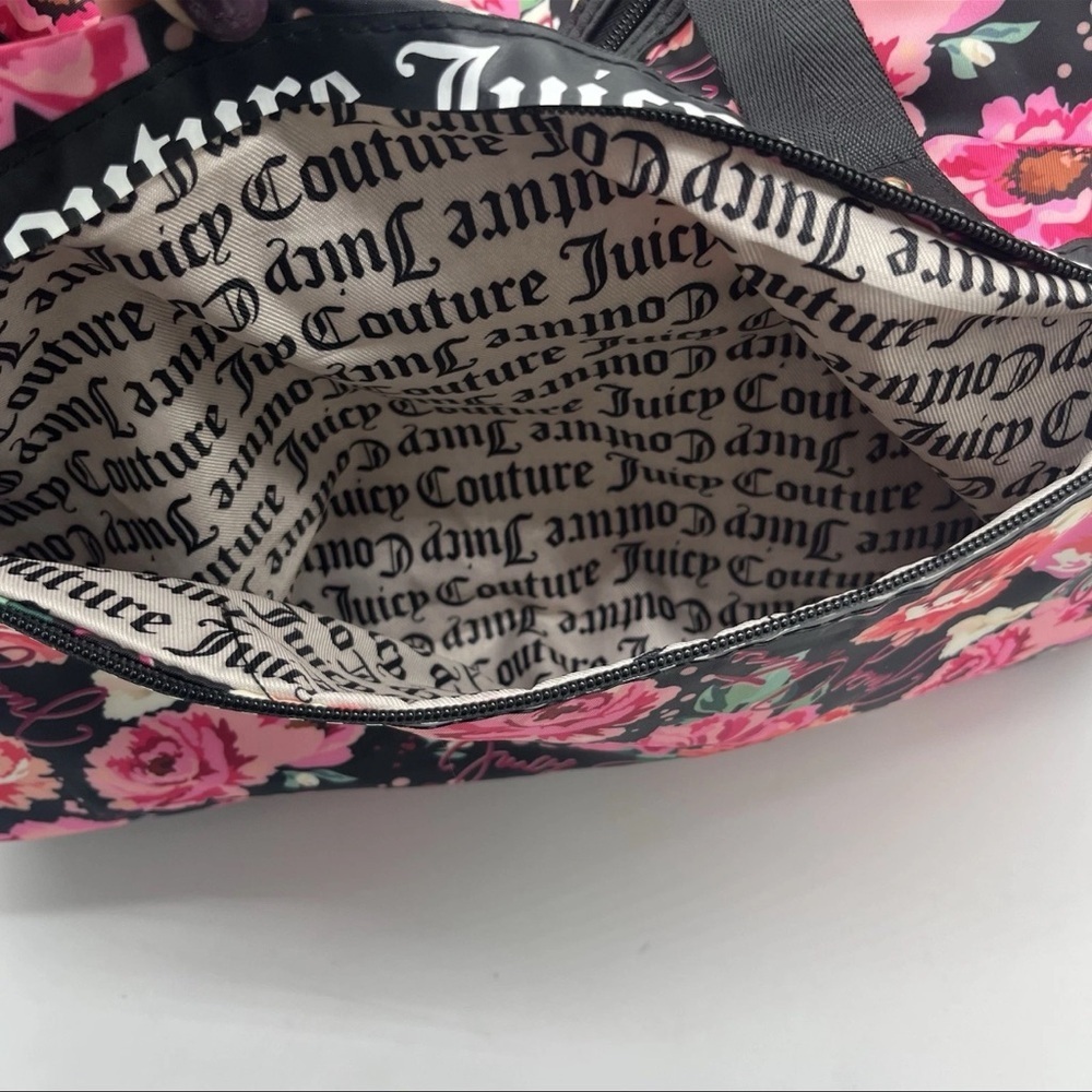 Juicy Couture Black and Pink Floral Travel Bag large duffle Cottagecore Y2K - Picture 10 of 13